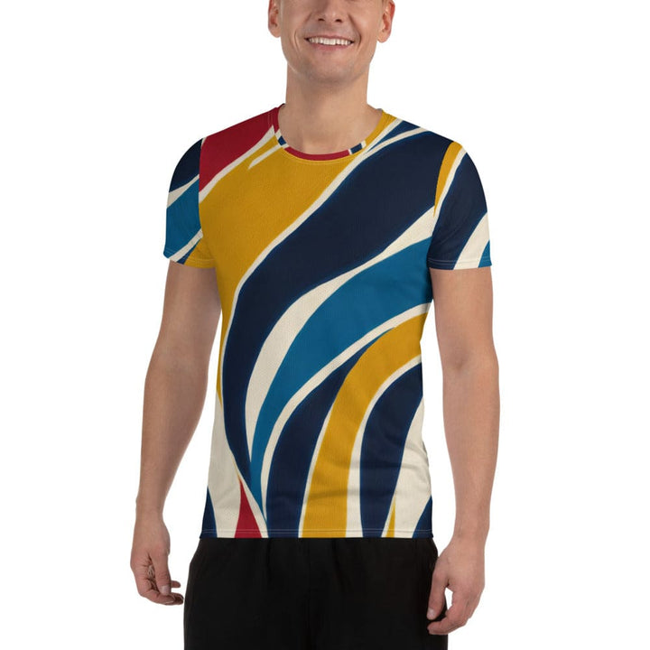 Mens Stretch Fit Athletic Sports T-shirt - Abstract Multicolor Swirl