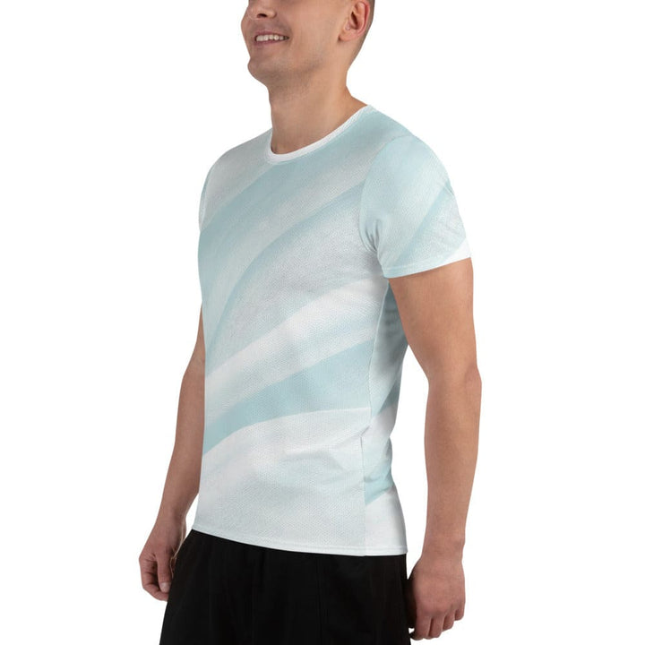Mens Stretch Fit Athletic Sports T-shirt - Pastel Blue Swirl