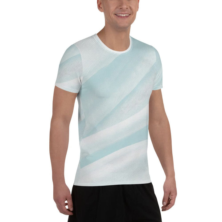 Mens Stretch Fit Athletic Sports T-shirt - Pastel Blue Swirl