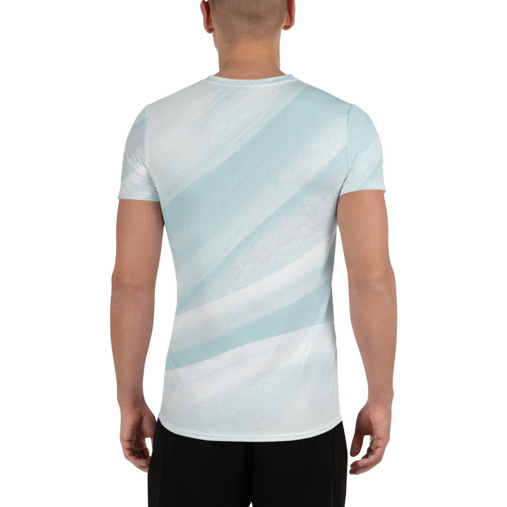 Mens Stretch Fit Athletic Sports T-shirt - Pastel Blue Swirl