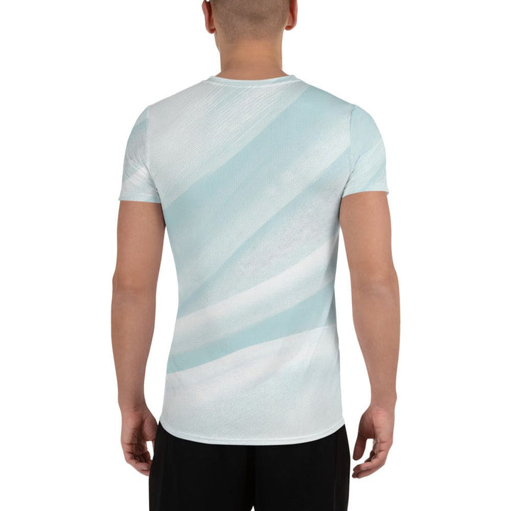 Mens Stretch Fit Athletic Sports T-shirt - Pastel Blue Swirl