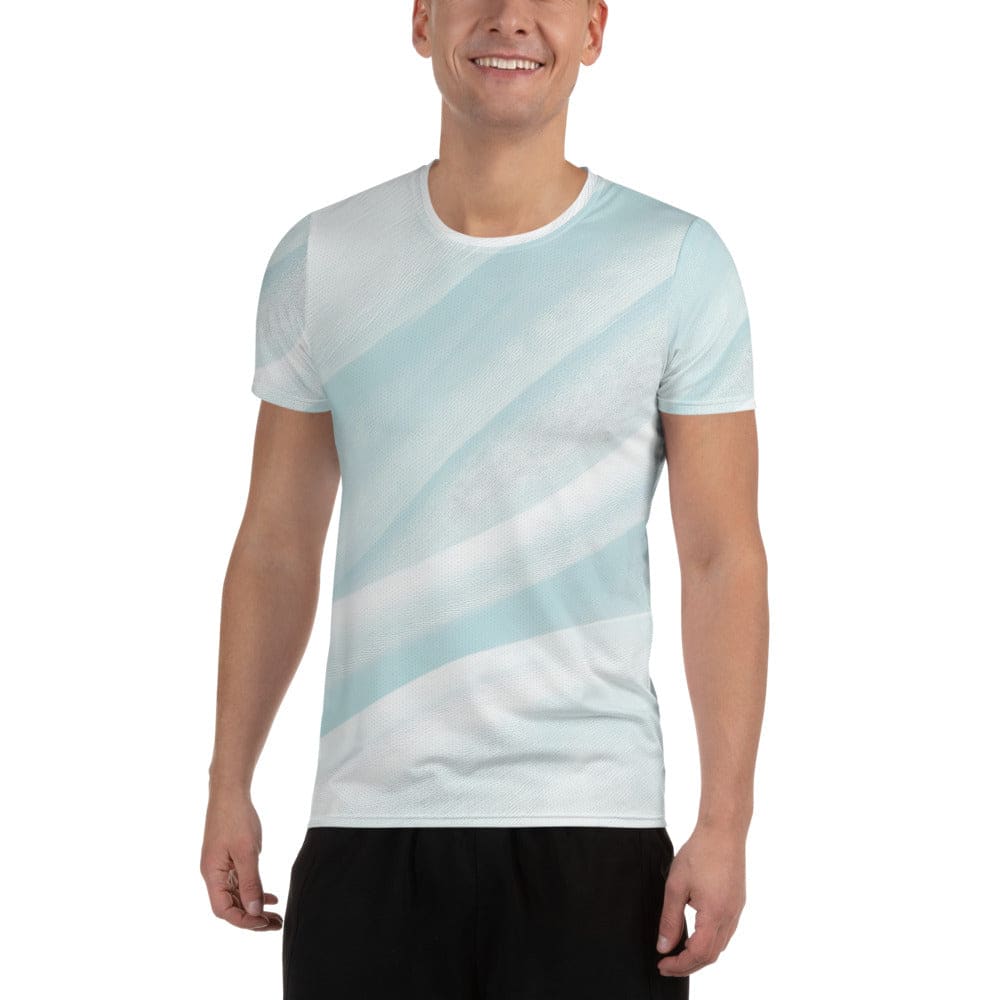 Mens Stretch Fit Athletic Sports T-shirt - Pastel Blue Swirl