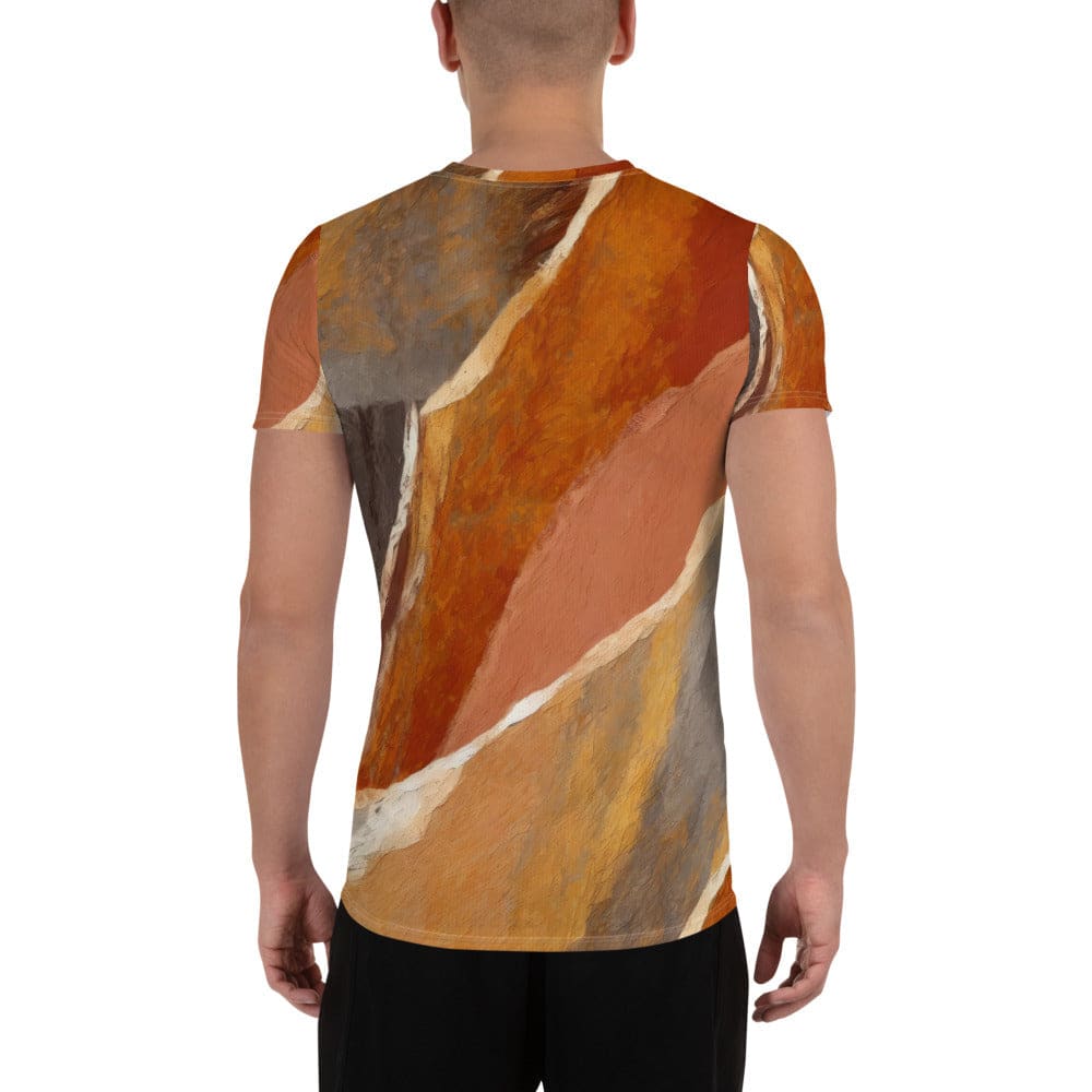 Mens Stretch Fit Athletic Sports T-shirt - Rustic Brown Stone Print