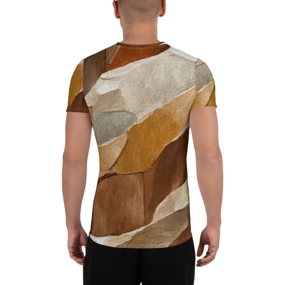 Mens Stretch Fit Athletic Sports T-shirt - Abstract Stone Print