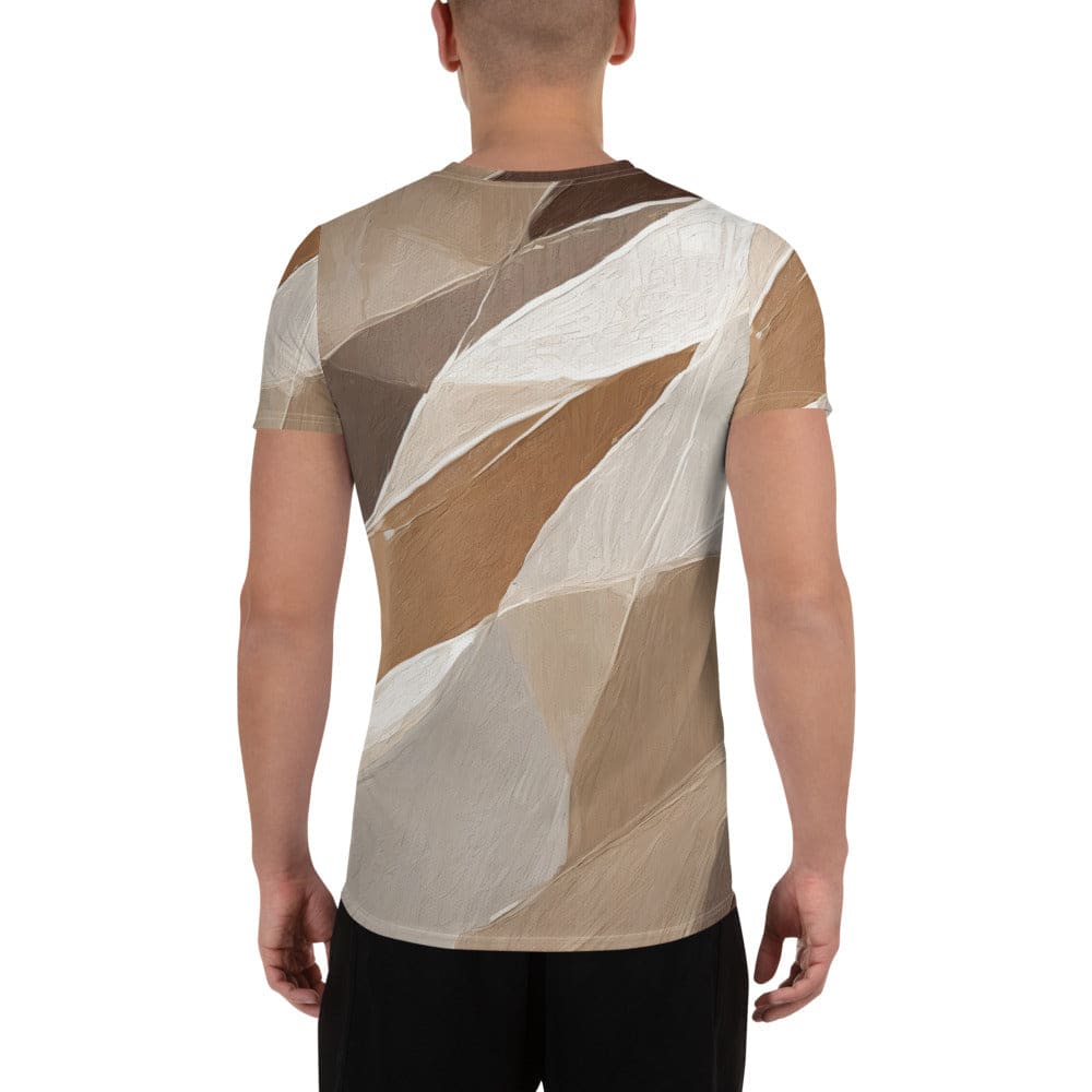 Mens Stretch Fit Athletic Sports T-shirt - Rustic Brown Stone Print