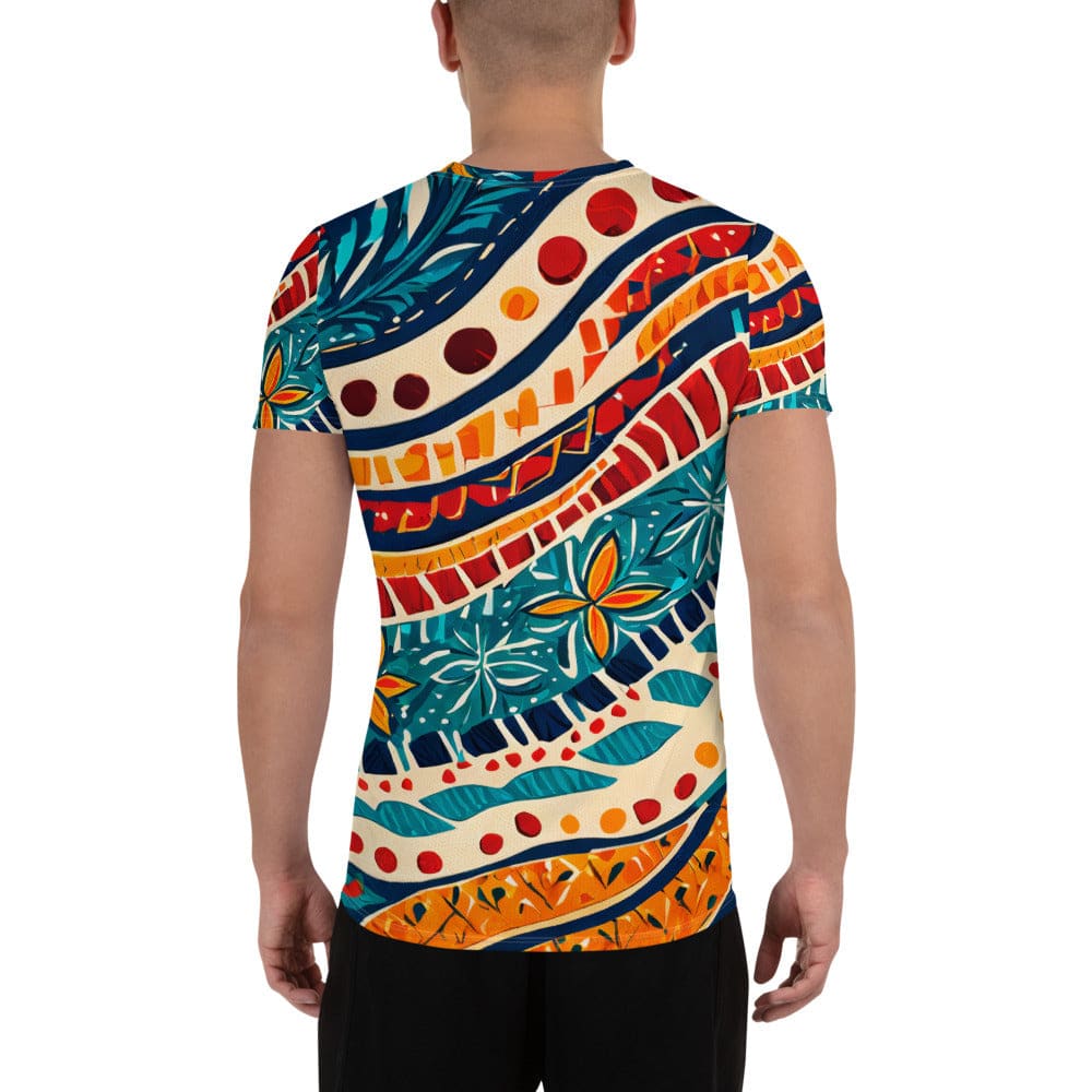 Mens Stretch Fit Athletic Sports T-shirt - Boho Floral Print