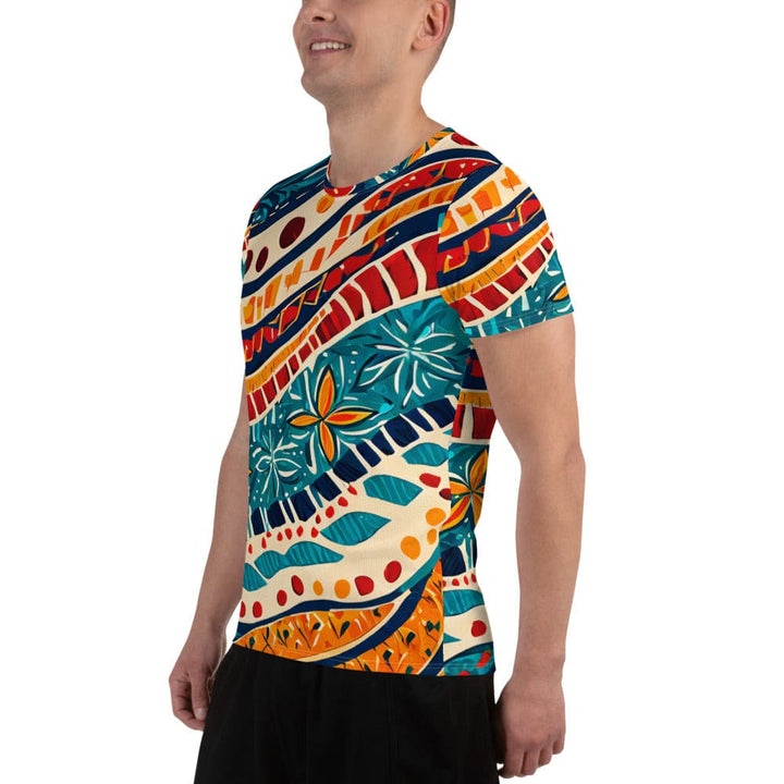 Mens Stretch Fit Athletic Sports T-shirt - Boho Floral Print