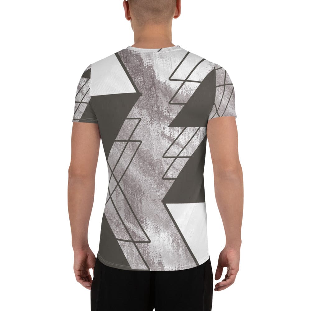 Mens Stretch Fit Athletic Sports T-shirt - Ash Grey and White