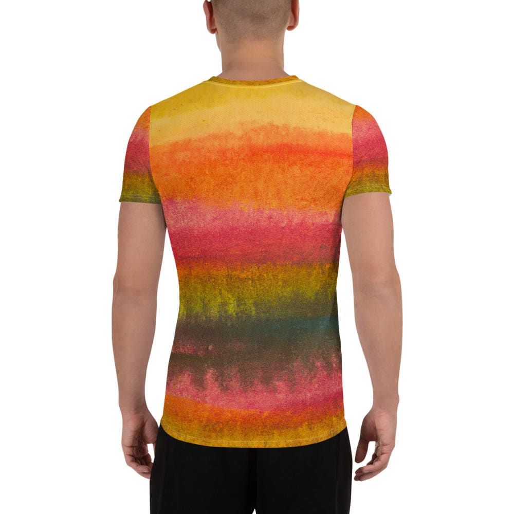 Mens Stretch Fit Athletic Sports T-shirt - Autumn Fall Watercolor