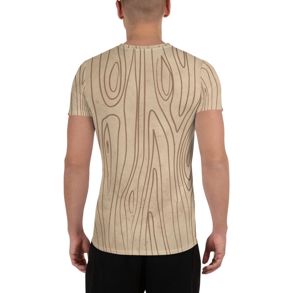 Mens Stretch Fit Athletic Sports T-shirt - Beige Brown Tree Sketch