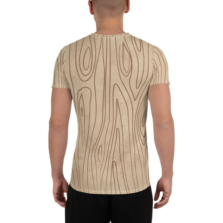 Mens Stretch Fit Athletic Sports T-shirt - Beige Brown Tree Sketch
