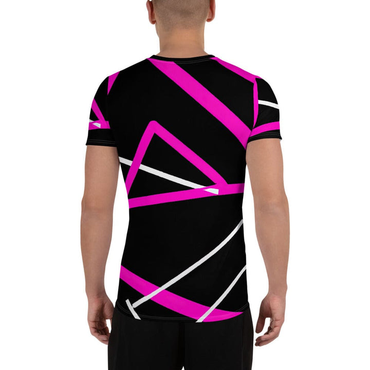 Mens Stretch Fit Athletic Sports T-shirt - Black and Pink Pattern