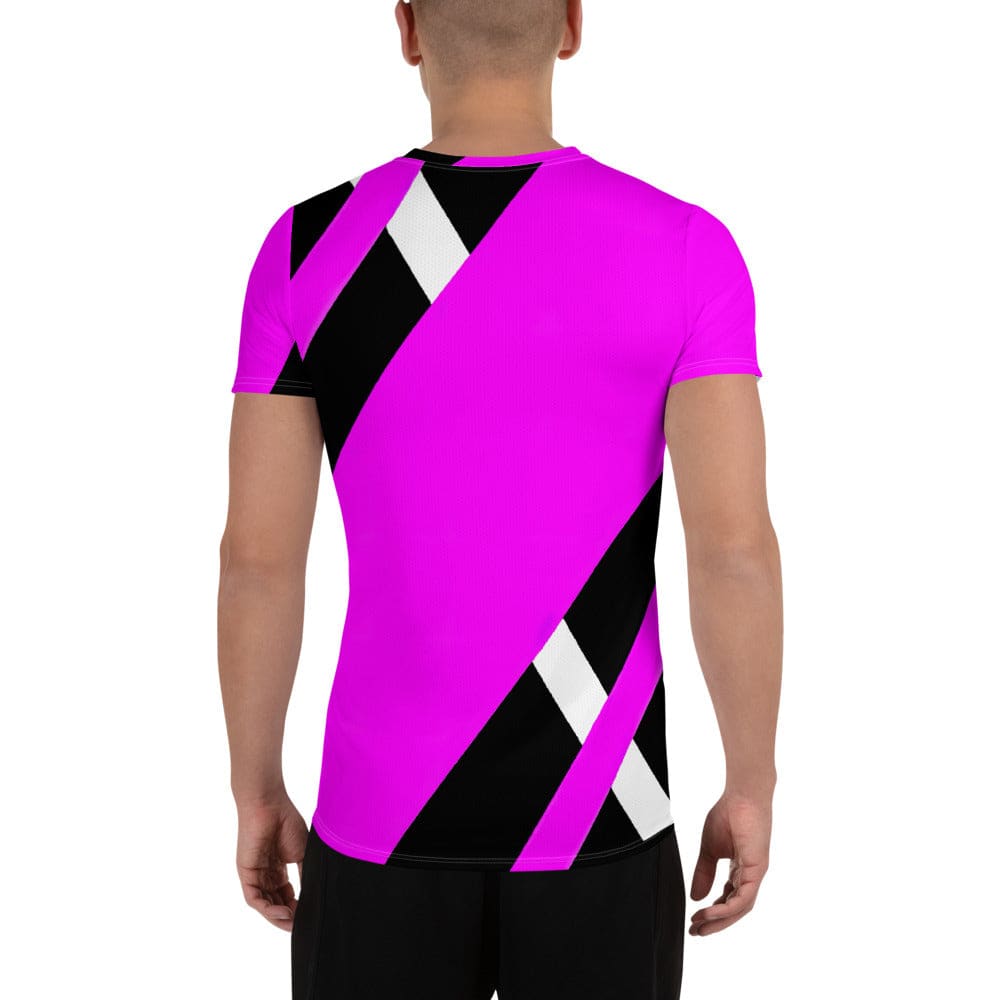 Mens Stretch Fit Athletic Sports T-shirt - Black and Pink Pattern