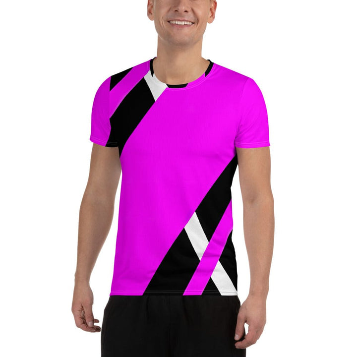 Mens Stretch Fit Athletic Sports T-shirt - Black and Pink Pattern