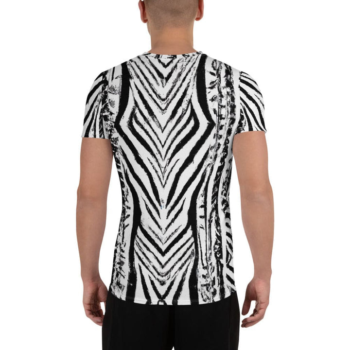 Mens Stretch Fit Athletic Sports T-shirt - Black White Native Print