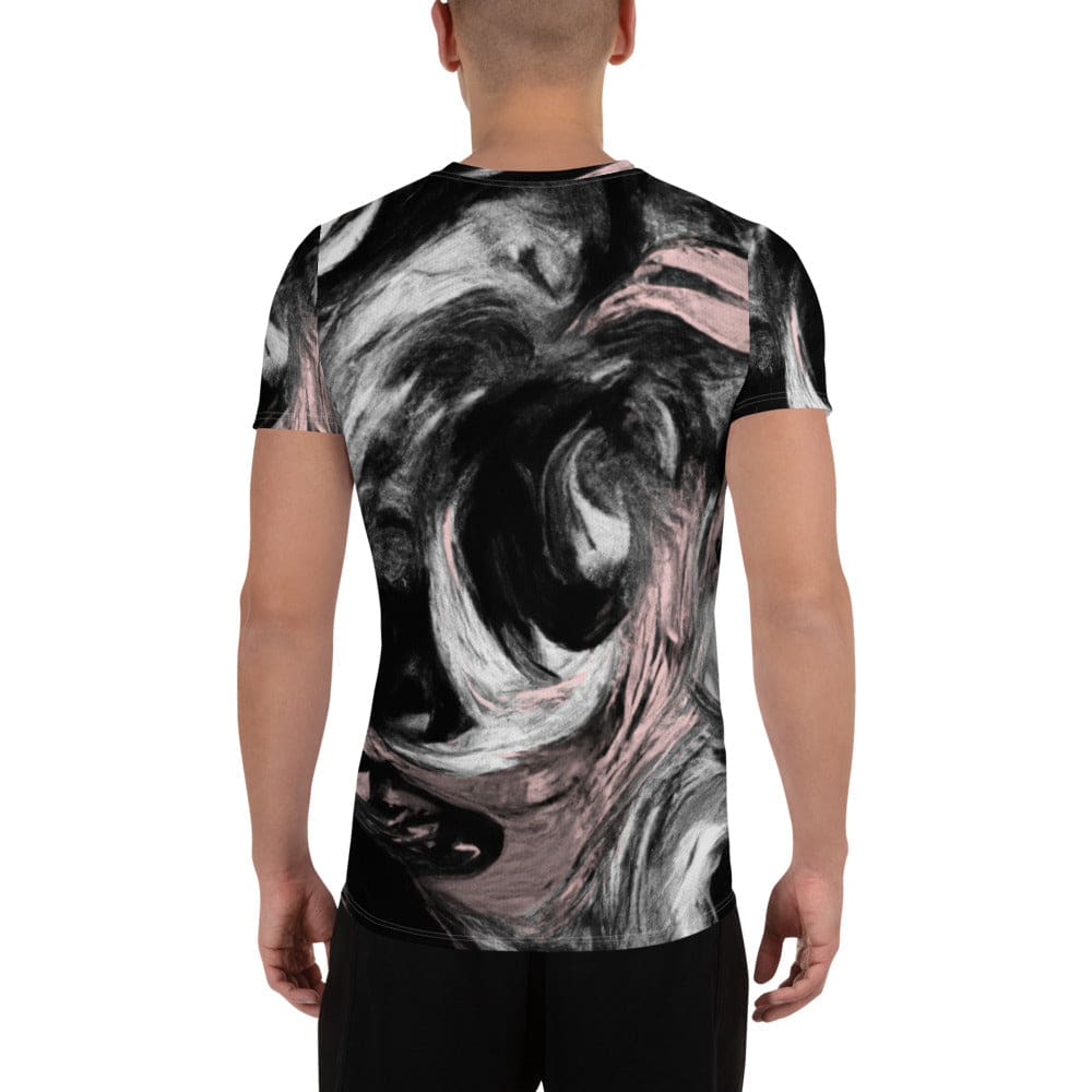 Mens Stretch Fit Athletic Sports T-shirt - Black Pink White Abstract