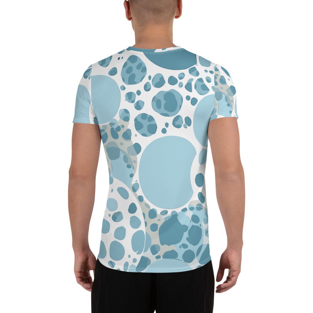 Mens Stretch Fit Athletic Sports T-shirt - Blue and White Circular