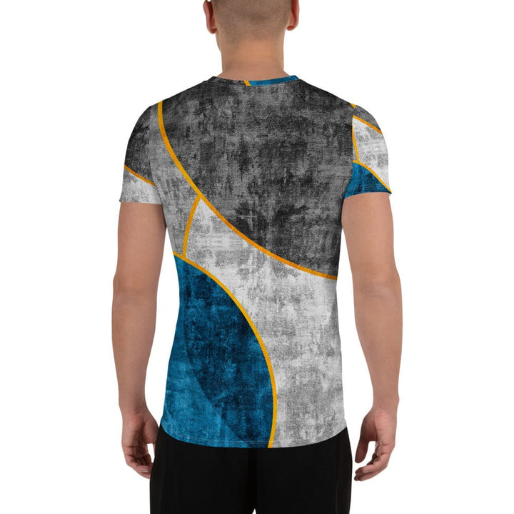 Mens Stretch Fit Athletic Sports T-shirt - Blue Grey Design