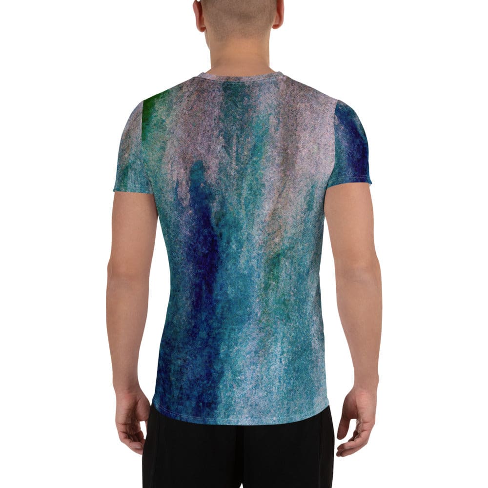 Mens Stretch Fit Athletic Sports T-shirt - Blue Hue Watercolor