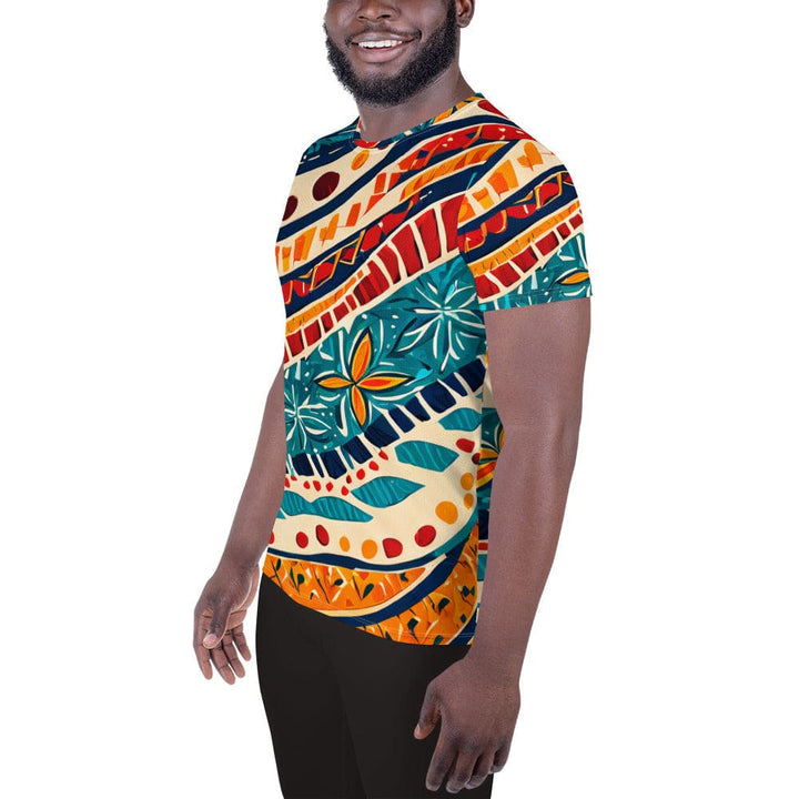 Mens Stretch Fit Athletic Sports T-shirt - Boho Floral Print