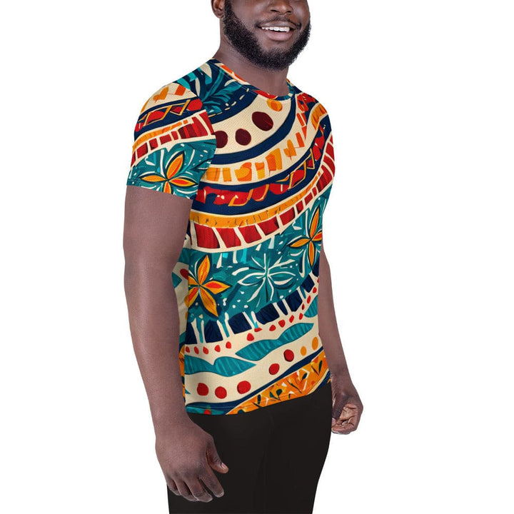 Mens Stretch Fit Athletic Sports T-shirt - Boho Floral Print