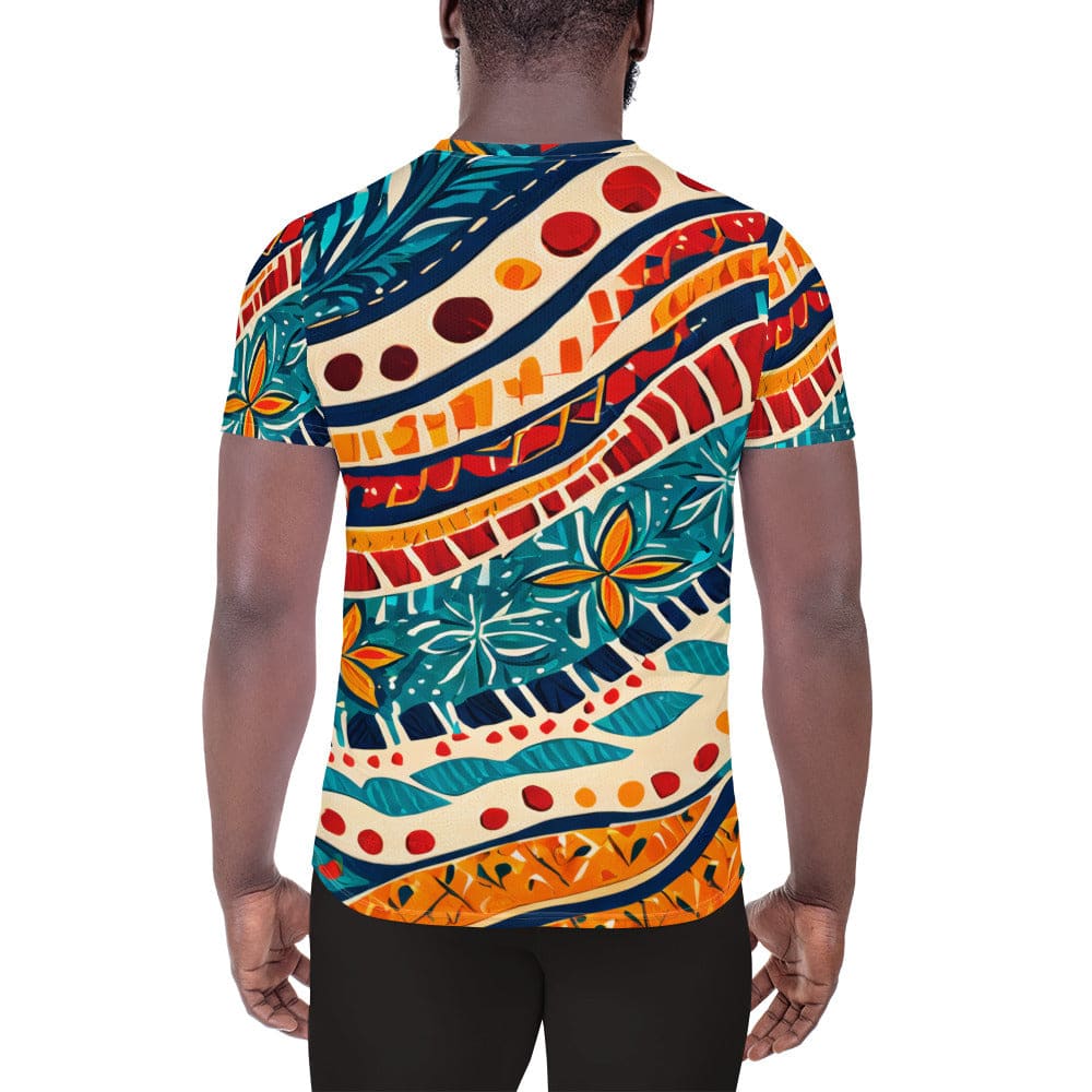 Mens Stretch Fit Athletic Sports T-shirt - Boho Floral Print