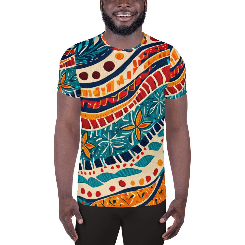 Mens Stretch Fit Athletic Sports T-shirt - Boho Floral Print