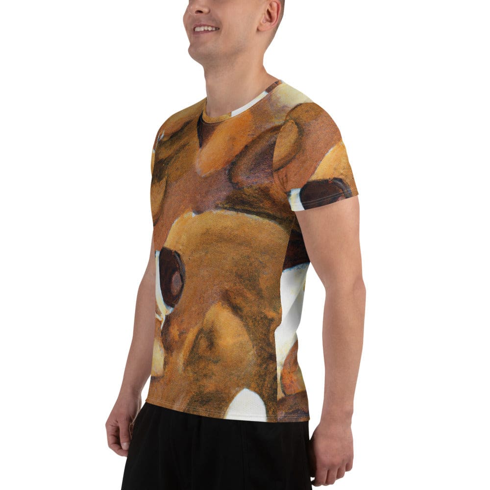 Mens Stretch Fit Athletic Sports T-shirt - Brown White Stone Pattern