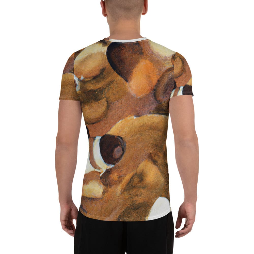 Mens Stretch Fit Athletic Sports T-shirt - Brown White Stone Pattern