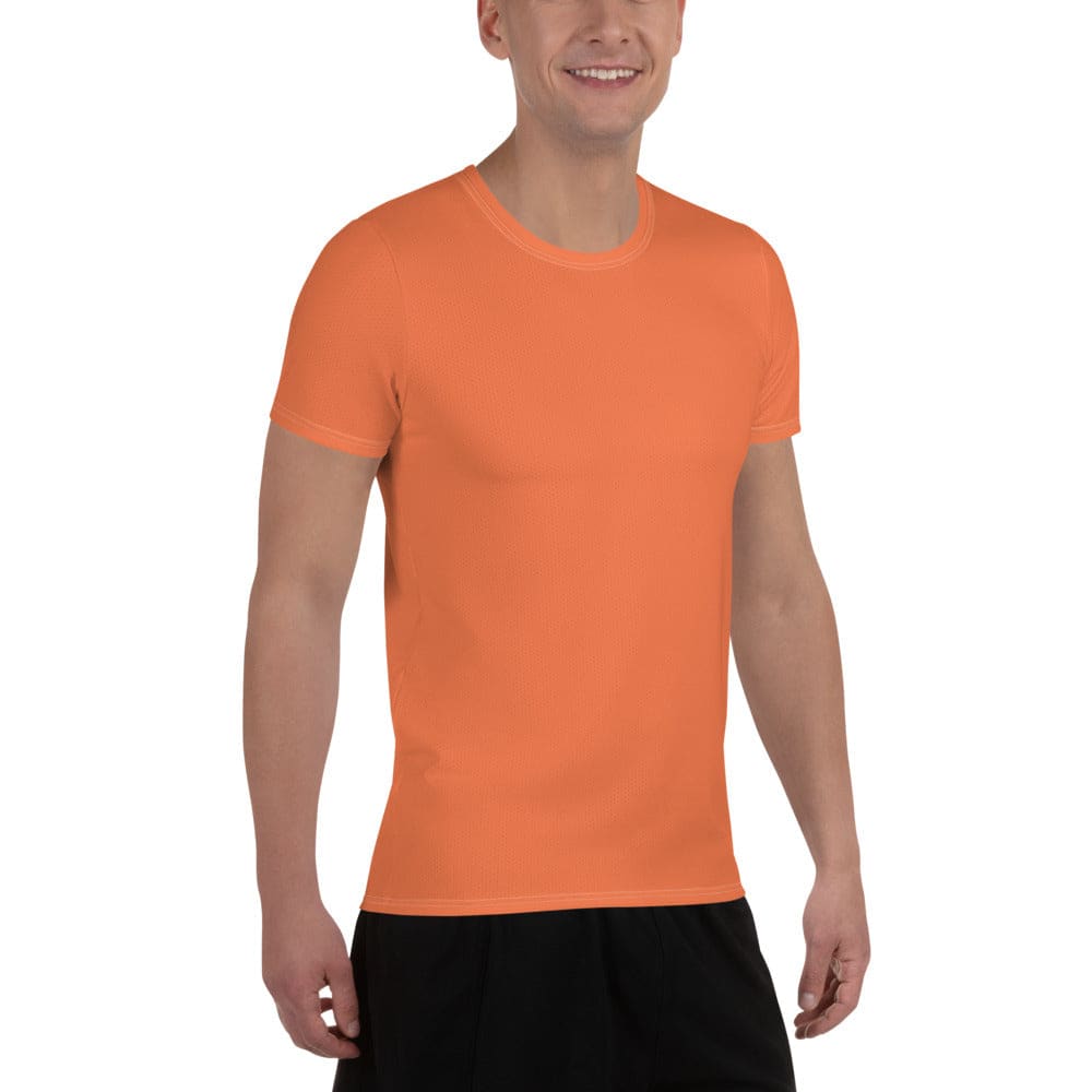 Mens Stretch Fit Athletic Sports T-shirt - Coral Orange Red