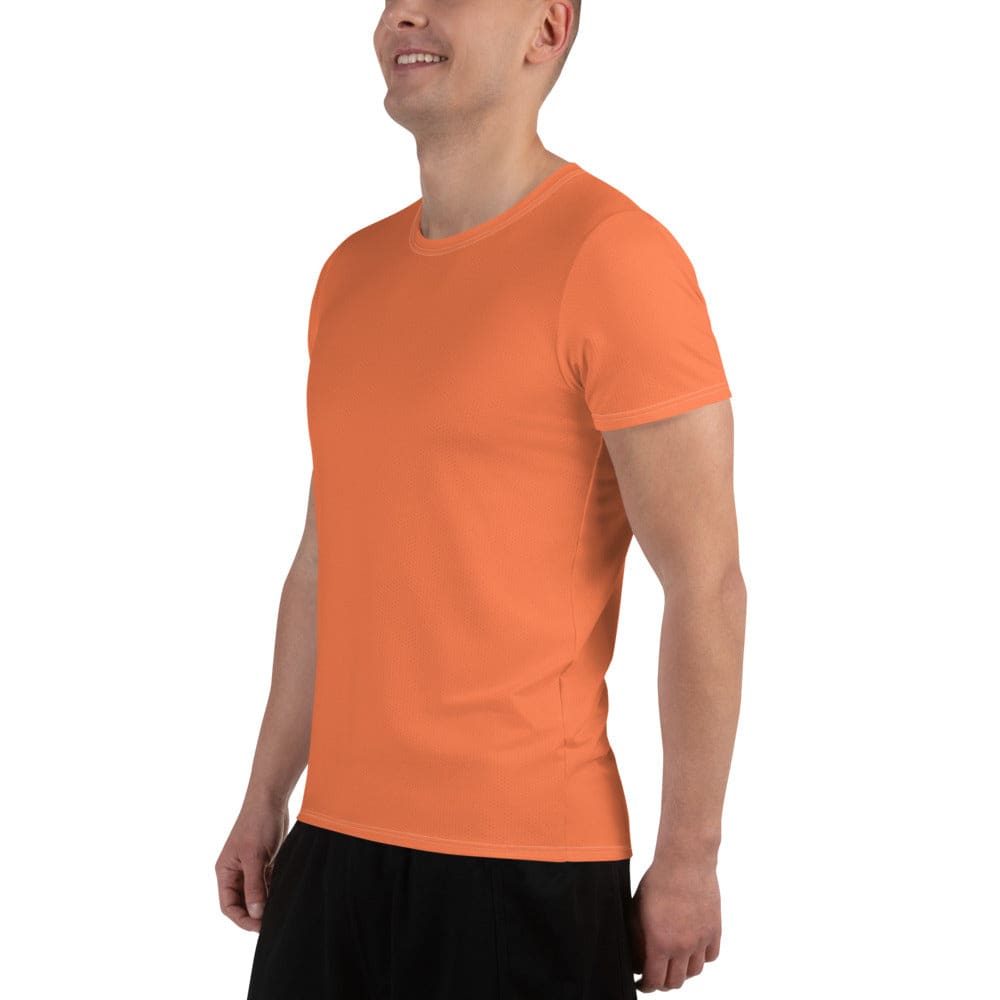 Mens Stretch Fit Athletic Sports T-shirt - Coral Orange Red