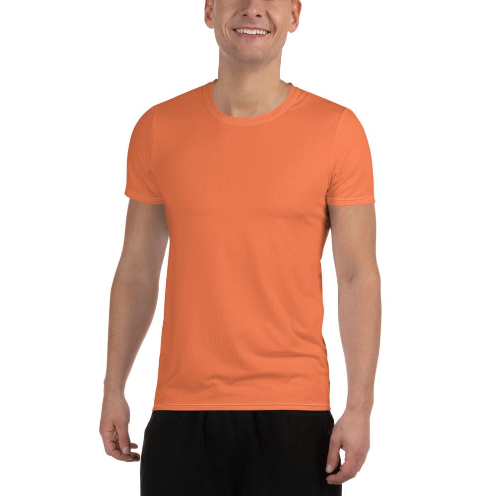 Mens Stretch Fit Athletic Sports T-shirt - Coral Orange Red