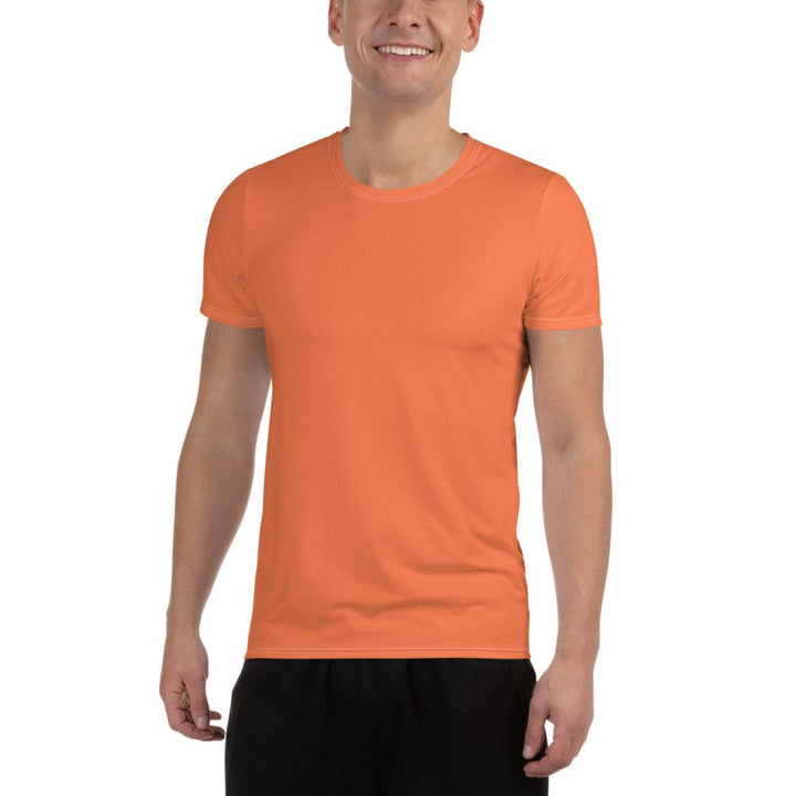 Mens Stretch Fit Athletic Sports T-shirt - Coral Orange Red