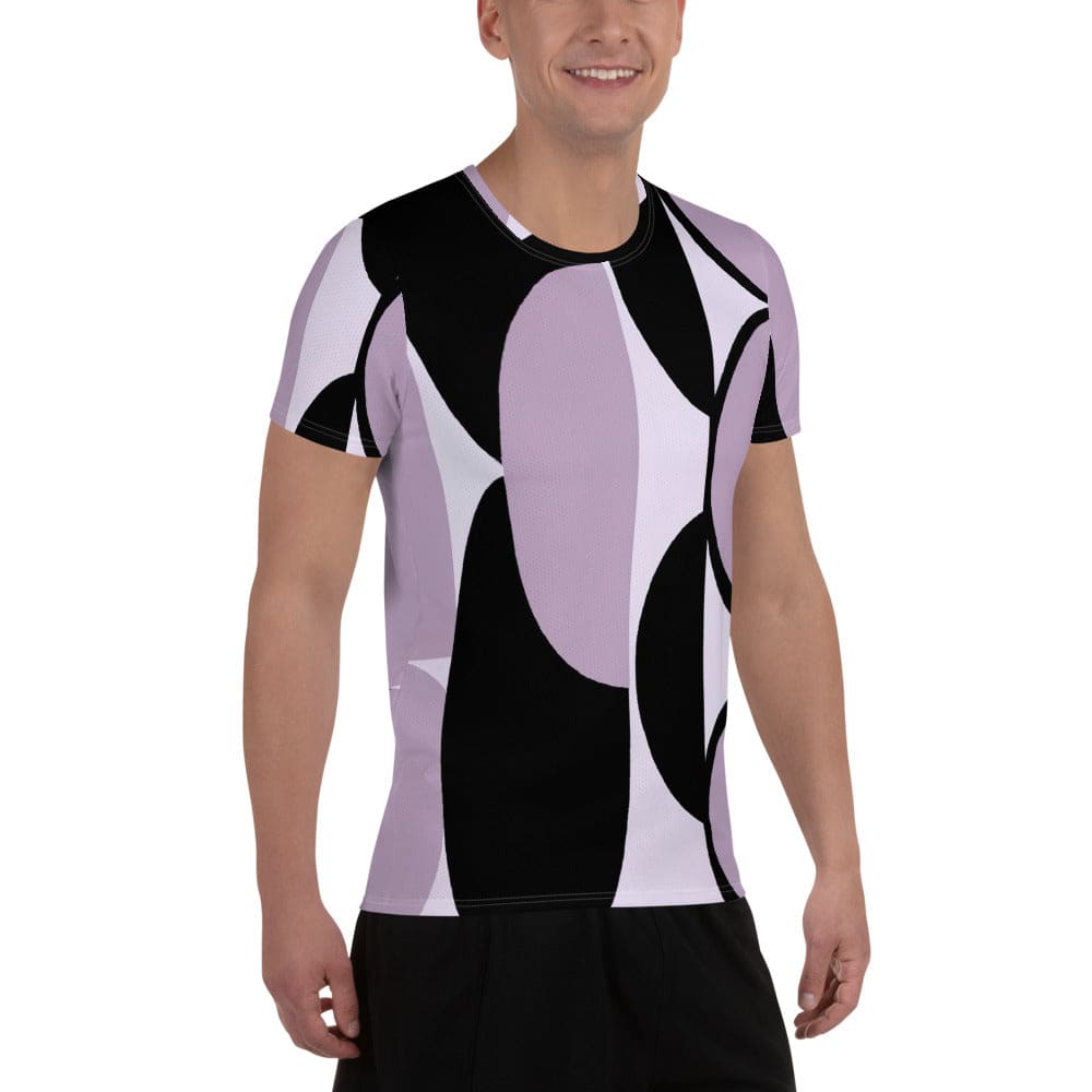 Mens Stretch Fit Athletic Sports T-shirt - Geometric Lavender