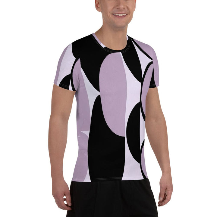 Mens Stretch Fit Athletic Sports T-shirt - Geometric Lavender