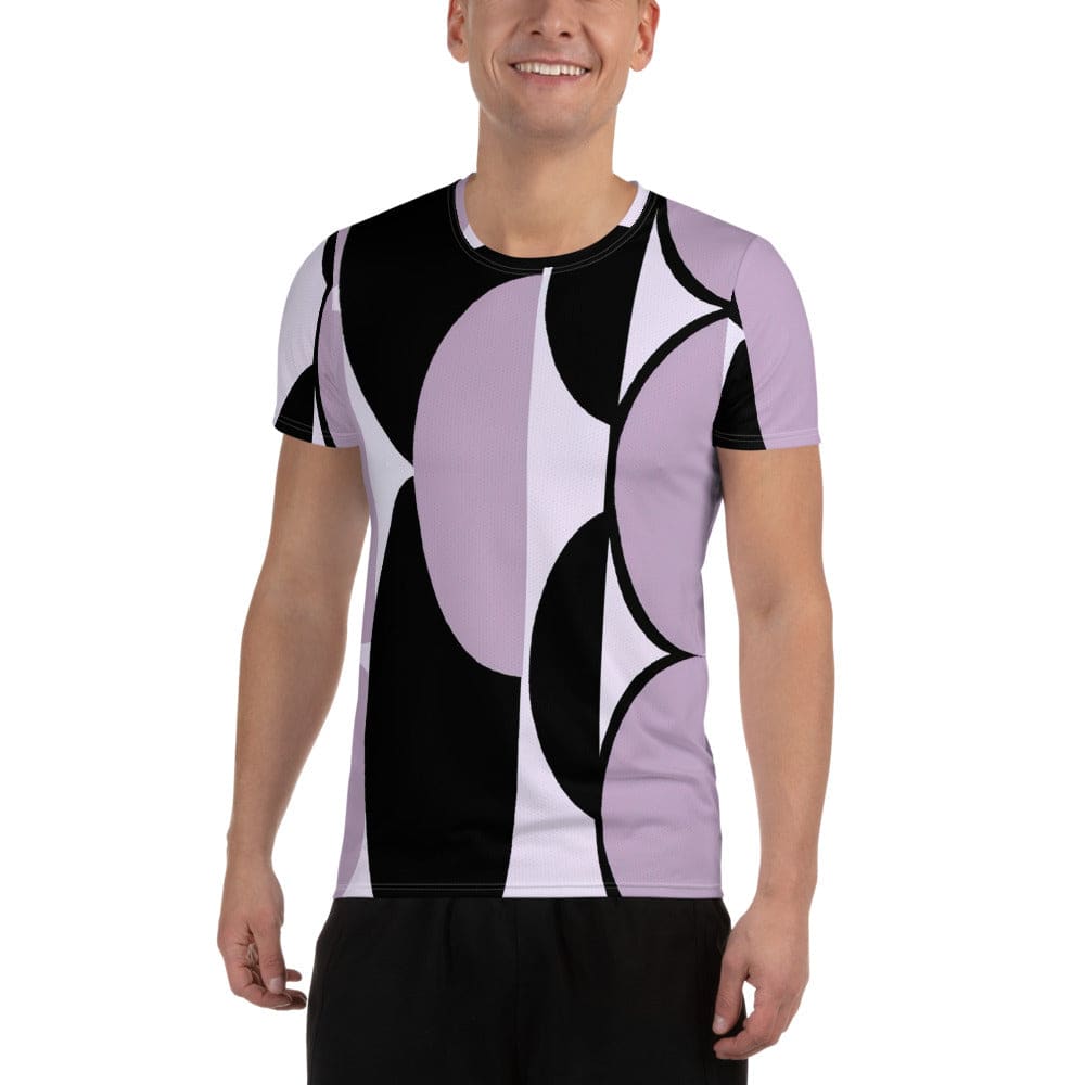 Mens Stretch Fit Athletic Sports T-shirt - Geometric Lavender