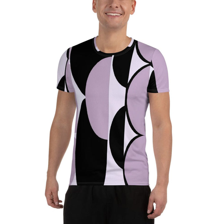 Mens Stretch Fit Athletic Sports T-shirt - Geometric Lavender