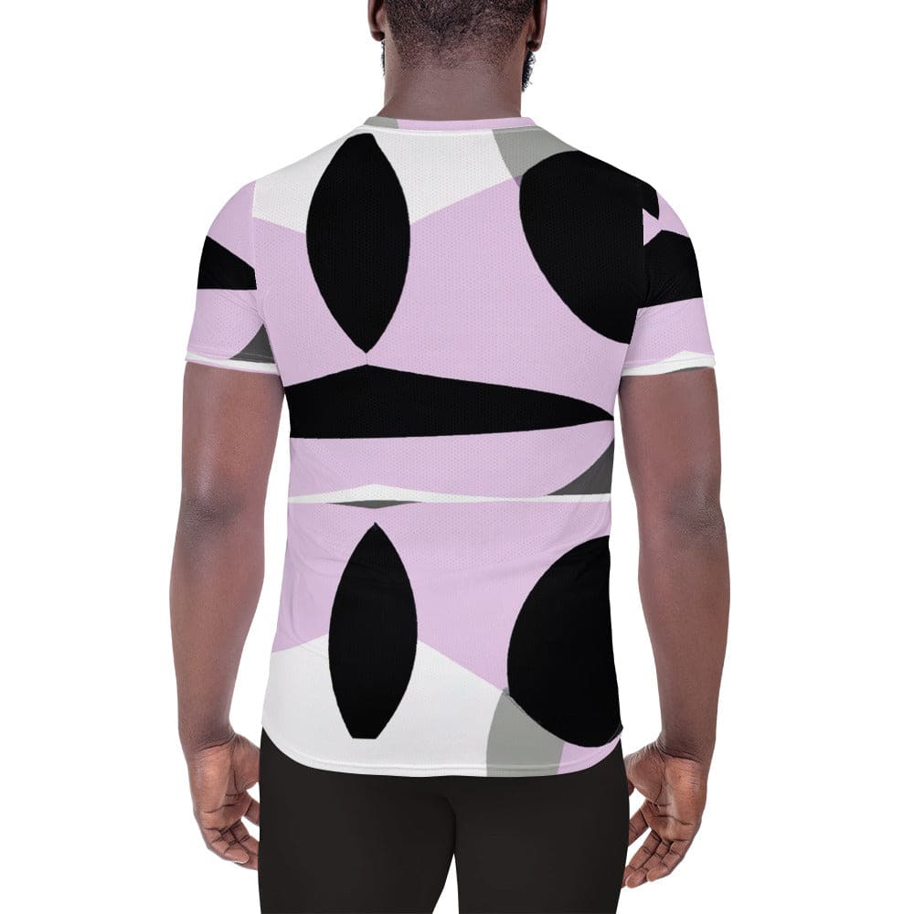 Mens Stretch Fit Athletic Sports T-shirt - Geometric Lavender and Black