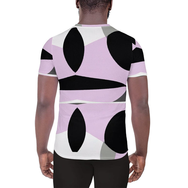 Mens Stretch Fit Athletic Sports T-shirt - Geometric Lavender and Black