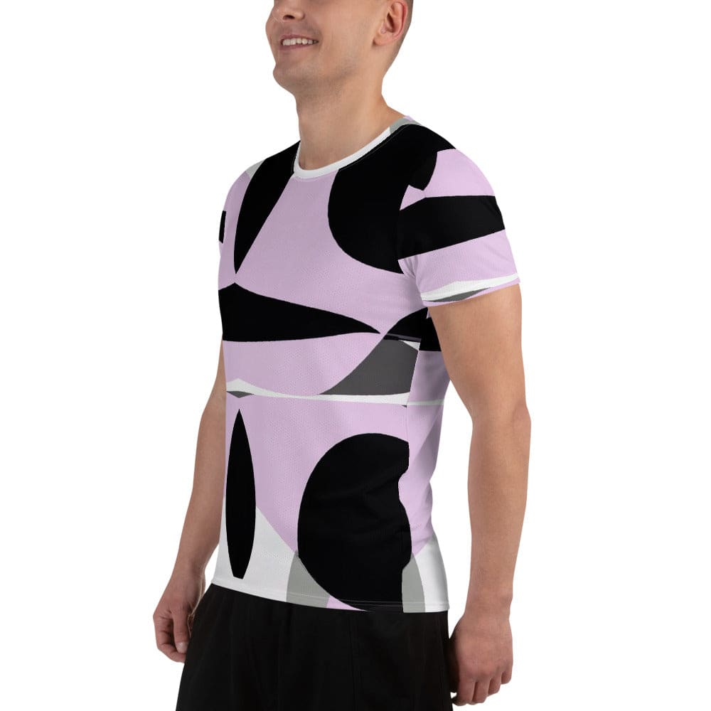 Mens Stretch Fit Athletic Sports T-shirt - Geometric Lavender