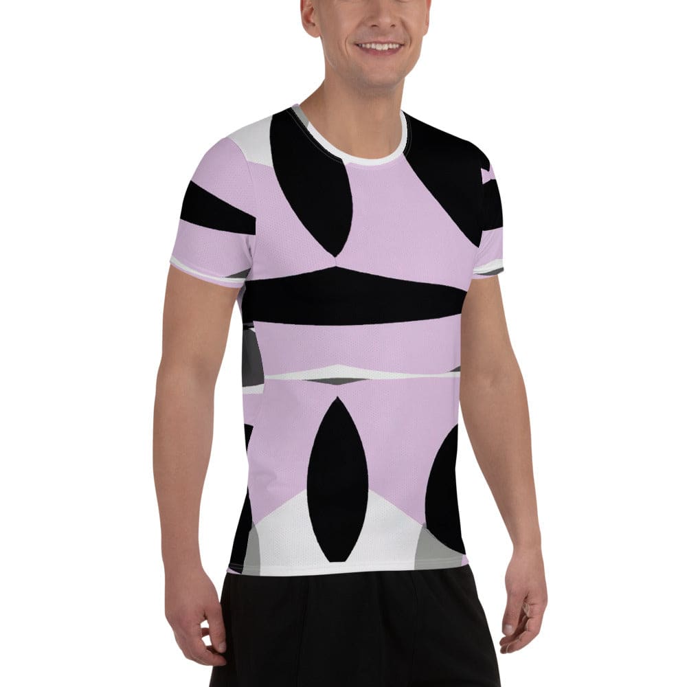 Mens Stretch Fit Athletic Sports T-shirt - Geometric Lavender