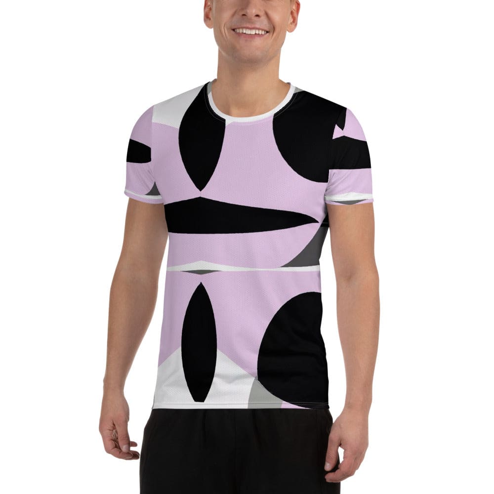 Mens Stretch Fit Athletic Sports T-shirt - Geometric Lavender