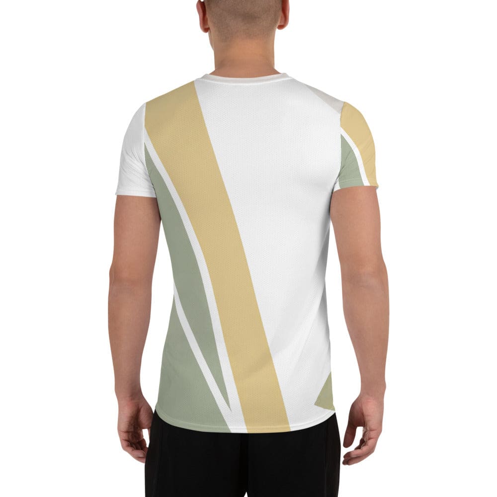 Mens Stretch Fit Athletic Sports T-shirt - Green Abstract Geometric