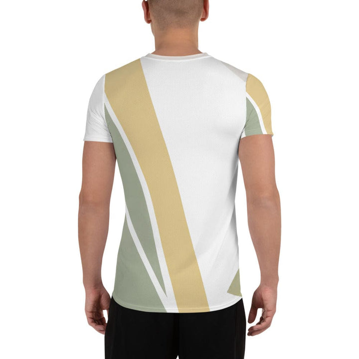 Mens Stretch Fit Athletic Sports T-shirt - Green Abstract Geometric