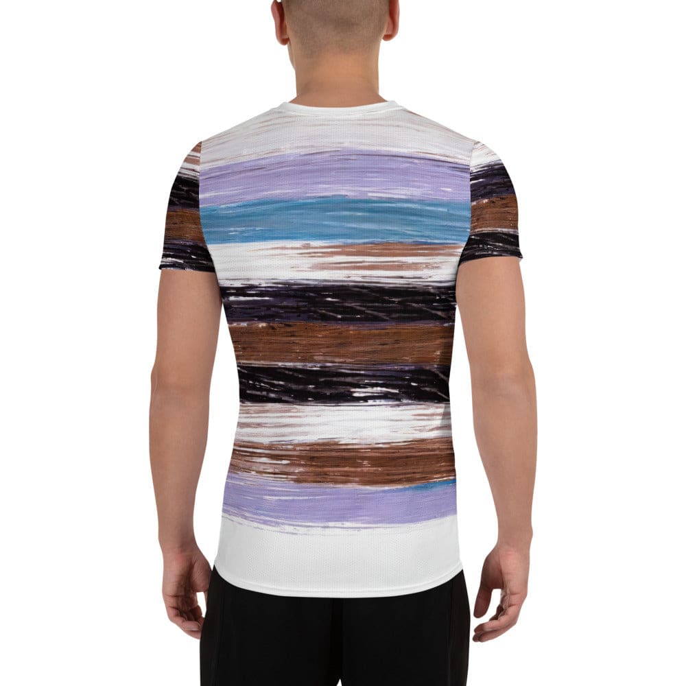 Mens Stretch Fit Athletic Sports T-shirt - Lavender Black Brown Rustic