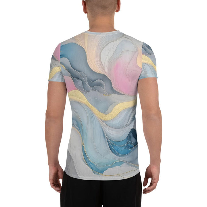 Mens Stretch Fit Athletic Sports T-shirt - Marble Cloud of Grey Pink