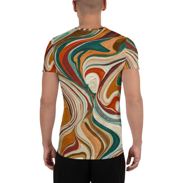 Mens Stretch Fit Athletic Sports T-shirt - Boho Brown Marble Print