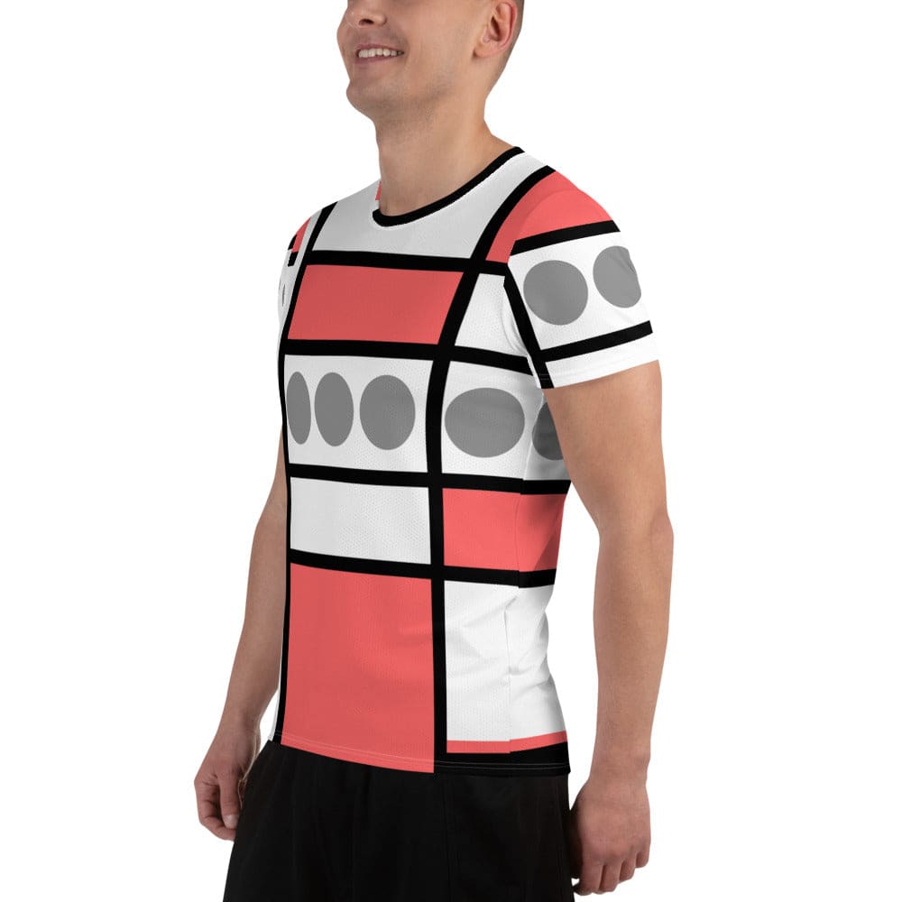 Mens Stretch Fit Athletic Sports T-shirt - Pale Red Print