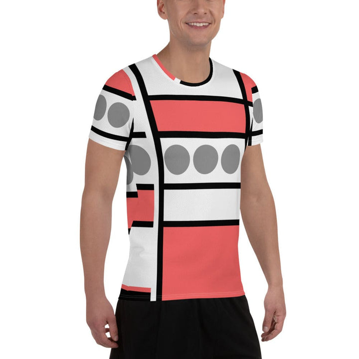 Mens Stretch Fit Athletic Sports T-shirt - Pale Red Print