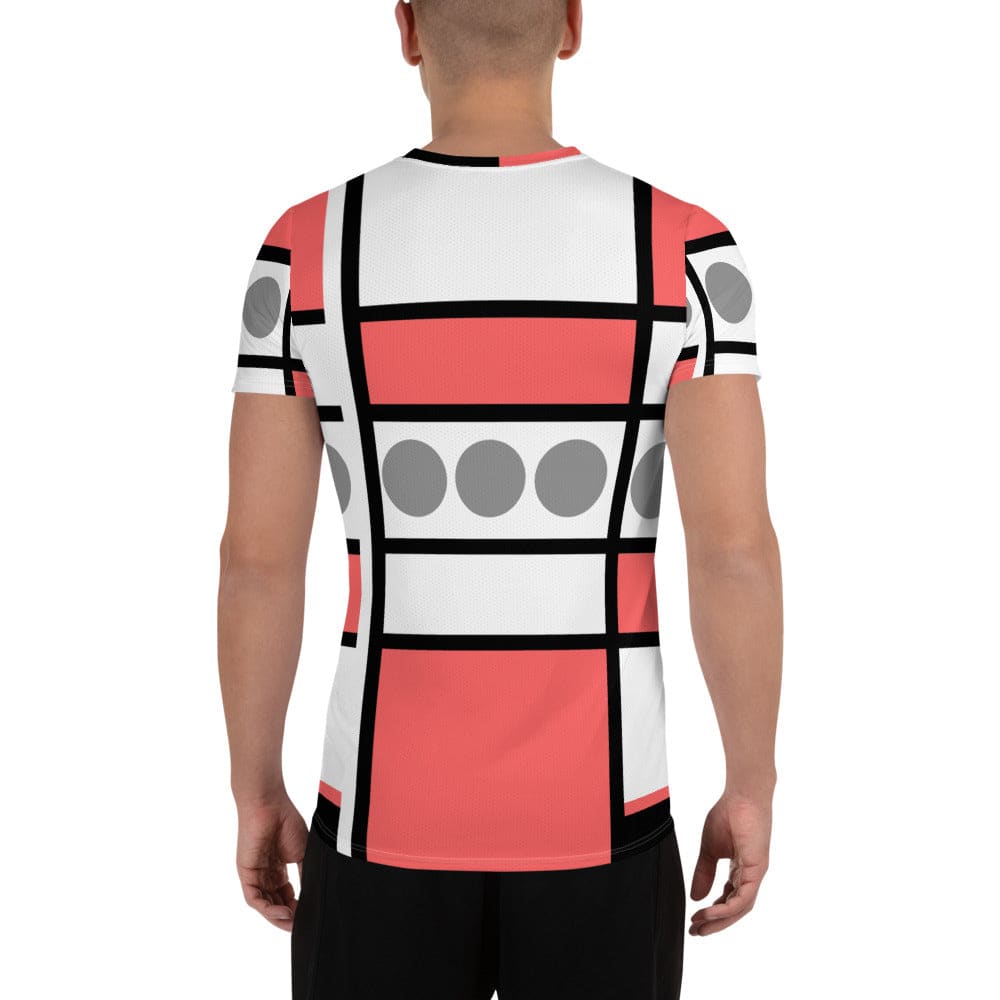 Mens Stretch Fit Athletic Sports T-shirt - Pale Red Print